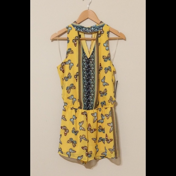 Amy Byer Pants - Floral & Butterfly Romper NWT